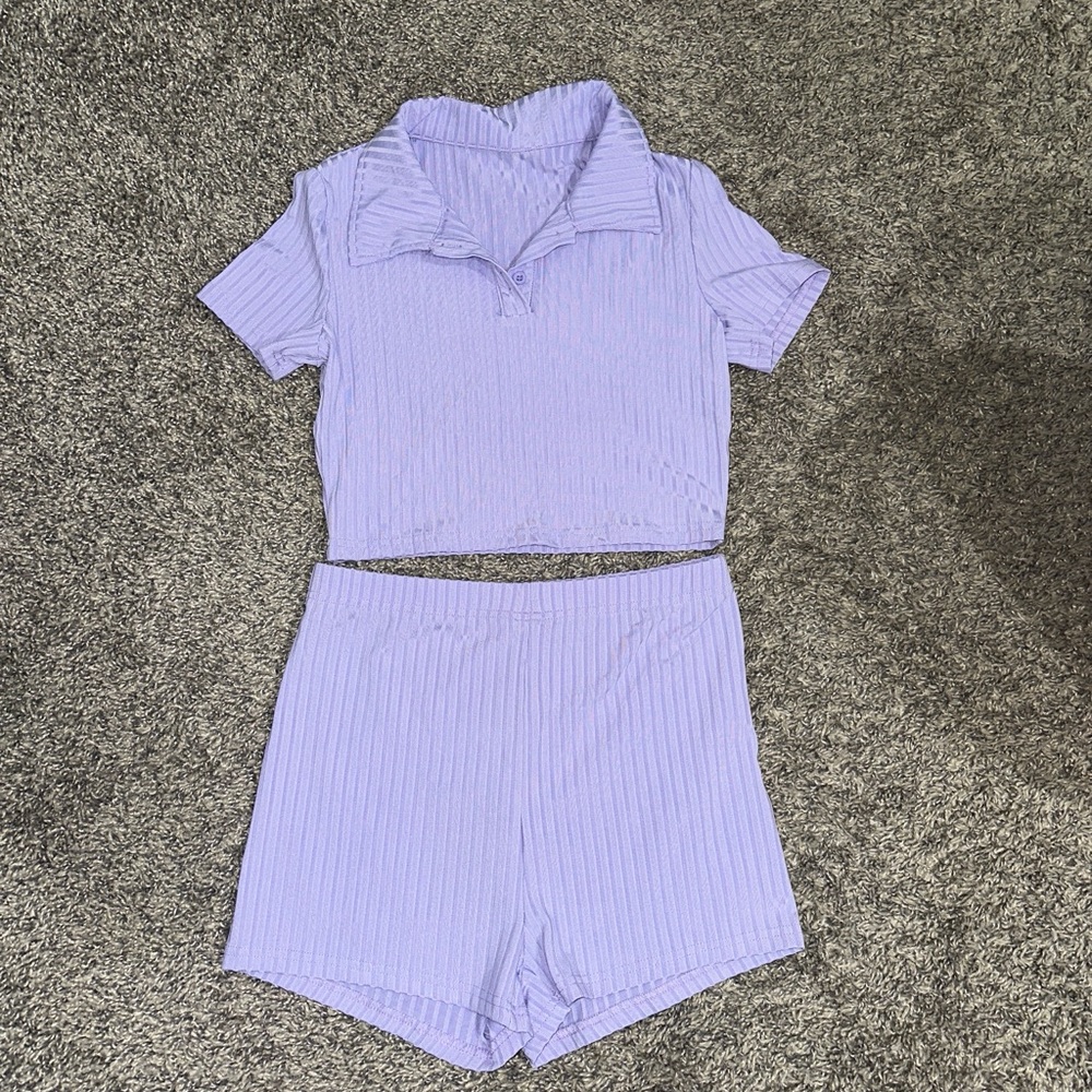 Lavender Textured Set with Relaxed Fit
